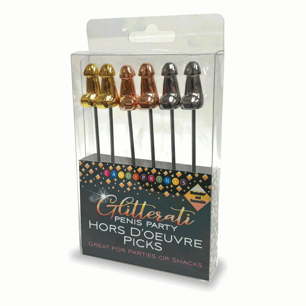 Glitterati Hors d'Oeuvre Picks - 6 Pack - Stainless Steel 18 cm Food Picks - Set of 6 - Pleasure Den