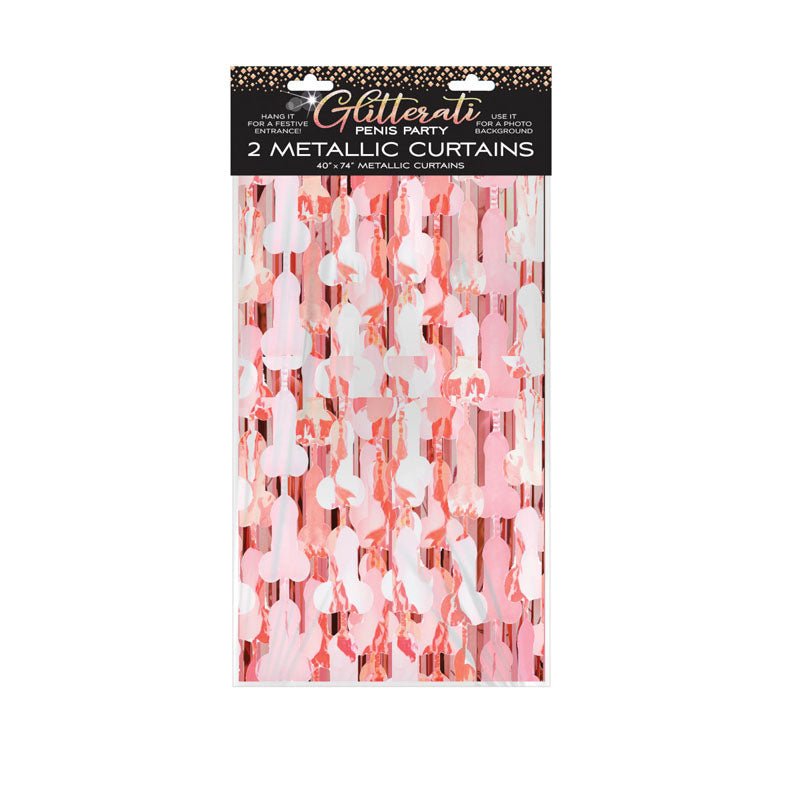 Glitterati - Penis Foil Curtains - Party Novelty - 2 Pack - Pleasure Den