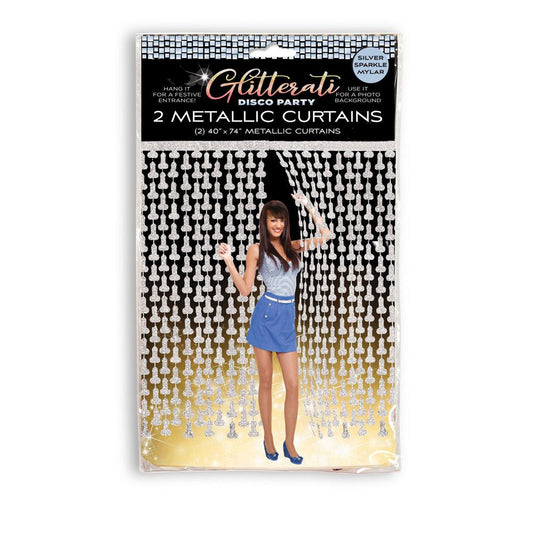 Glitterati - Penis Party Disco Metallic Curtains - Party Doorway Decoration - Set of 2 - Pleasure Den