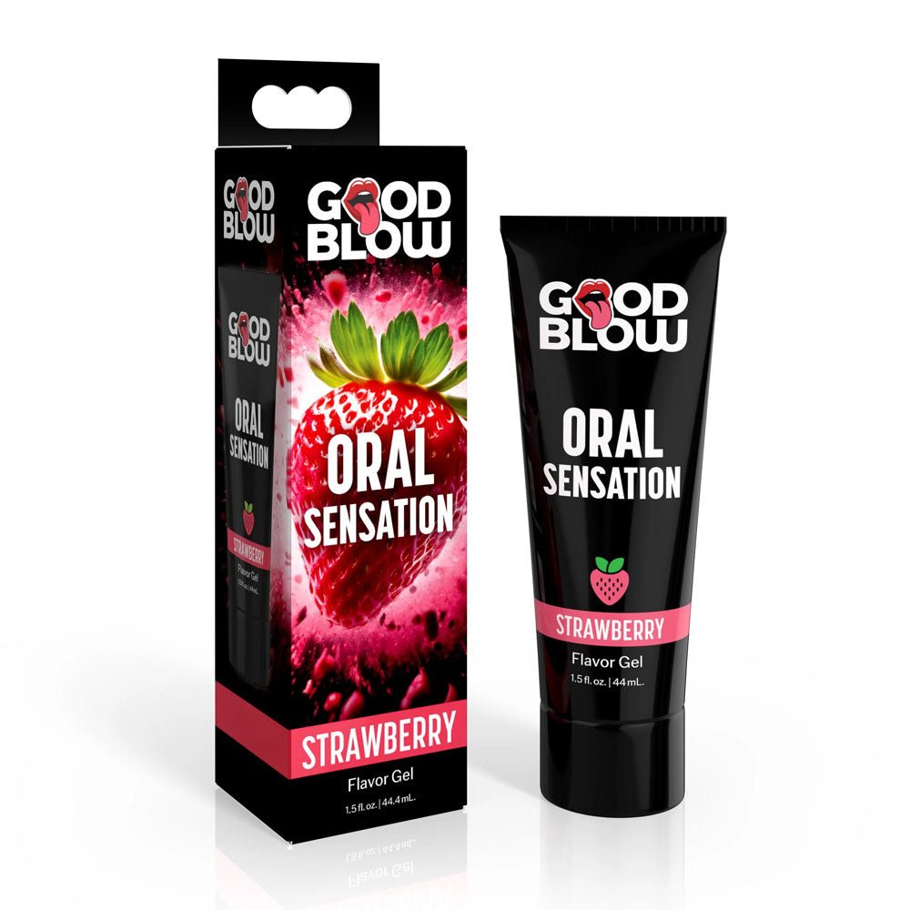 Good Blow Oral Sensation Gel - Strawberry - Strawberry Flavoured Oral Sex Gel - 44 ml Tube - Pleasure Den