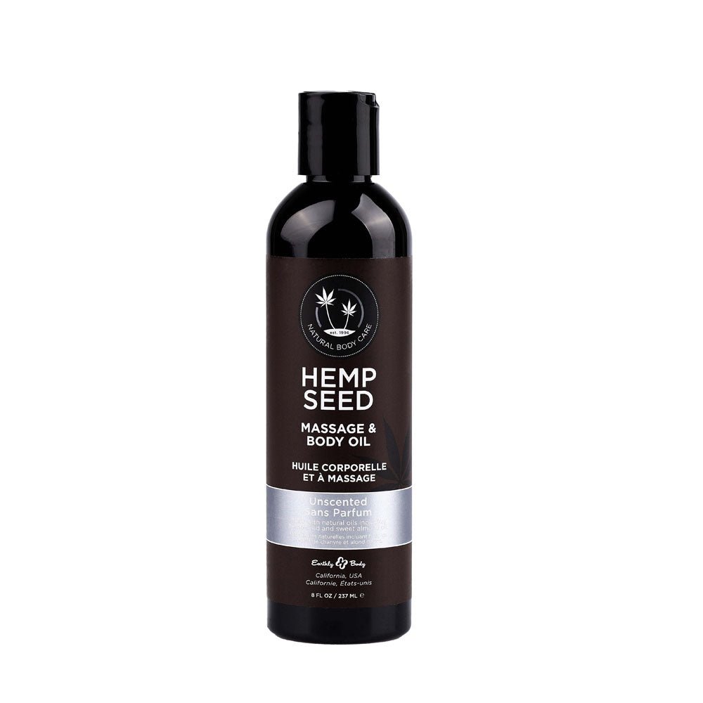Hemp Seed Massage & Body Oil - Unscented - 237 ml Bottle - Pleasure Den