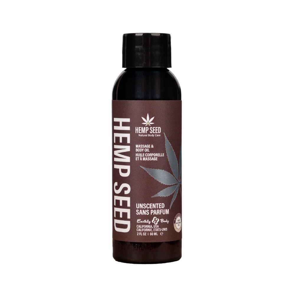Hemp Seed Massage & Body Oil - Unscented - 59 ml Bottle - Pleasure Den