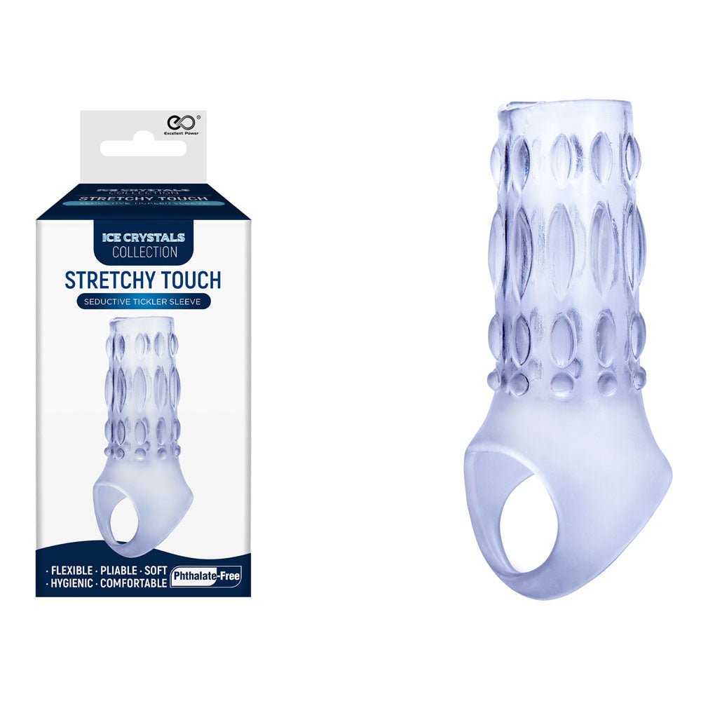 Ice Crystals Stretchy Touch Tickler Sleeve - Penis Sleeve - Pleasure Den