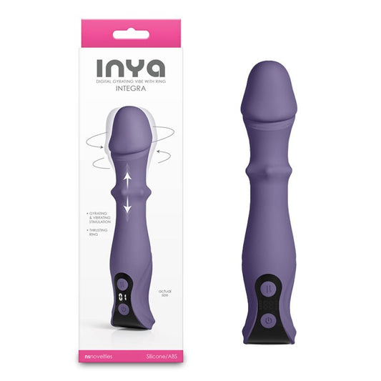 INYA Integra - Gray - Grey 18.2 cm USB Rechargeable Vibrator with Sliding Ring Shaft - Pleasure Den
