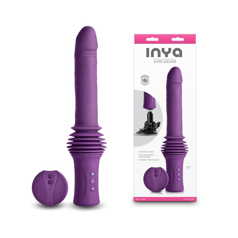 INYA Super Stroker - 36.8 cm USB Rechargeable Thrusting Vibrator with Remote Control & Stand - Pleasure Den