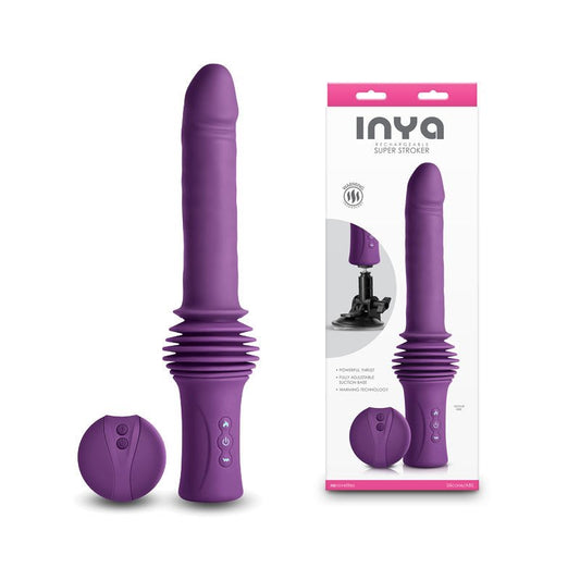 INYA Super Stroker - 36.8 cm USB Rechargeable Thrusting Vibrator with Remote Control & Stand - Pleasure Den