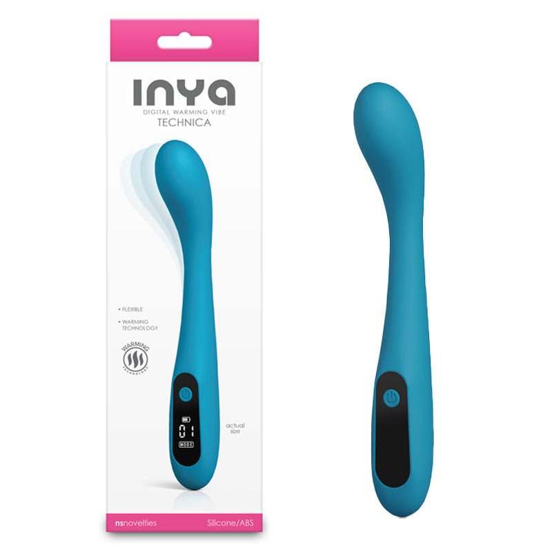 INYA Technica - Teal - Teal 19.2 cm USB Rechargeable Warming Vibrator - Pleasure Den
