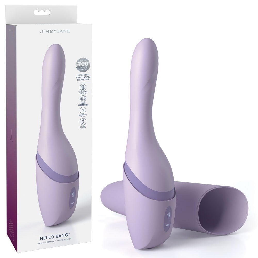 JimmyJane Hello Bang - 27 cm USB Rechargeable Warming & Thrusting Vibrator - Pleasure Den