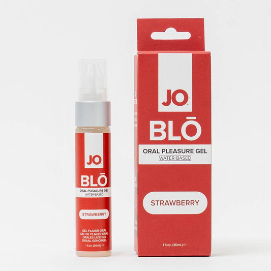 JO Blo Strawberry - Strawberry Flavoured Oral Pleasure Gel - 30 ml Bottle - Pleasure Den