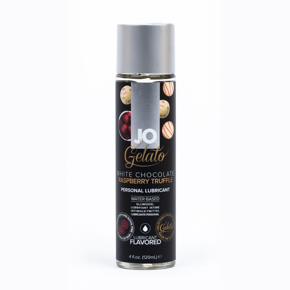 JO Gelato White Chocolate Raspberry Lube - 120 mL - White Chocolate Raspberry Flavoured Water Based Lubricant - 120 ml Bottle - Pleasure Den