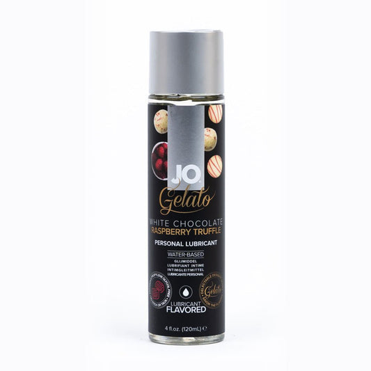 JO Gelato White Chocolate Raspberry Lube - 120 mL - White Chocolate Raspberry Flavoured Water Based Lubricant - 120 ml Bottle - Pleasure Den