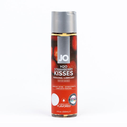 JO H2O Strawberry Kisses Lube - 120 mL - Strawberry Flavoured Water Based Lubricant - 120 ml Bottle - Pleasure Den