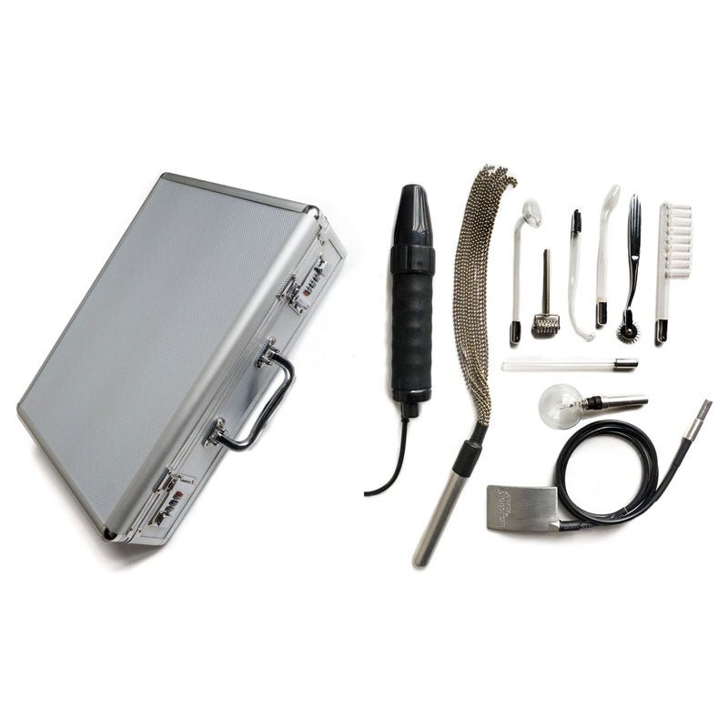 KinkLab Agent Noir Neon Wand Kit - E-Stim Kit - 11 Piece Set - Pleasure Den