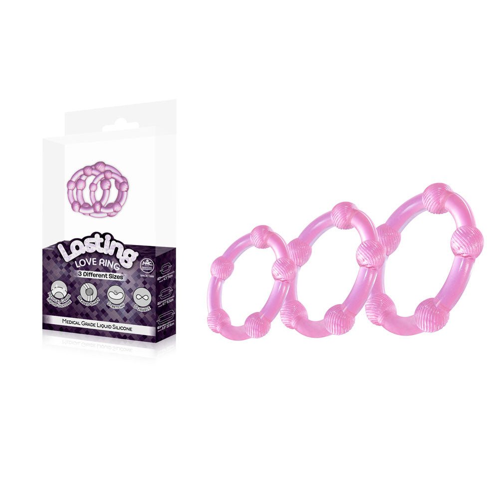 Lasting Love Ring 3 Piece Set - Beaded Cock Rings - Set of 3 Sizes - Pleasure Den