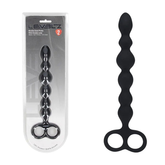 LEVELZ Beaded Silicone Anal Probe with Double Loop - 24.5 cm Anal Beads - Pleasure Den