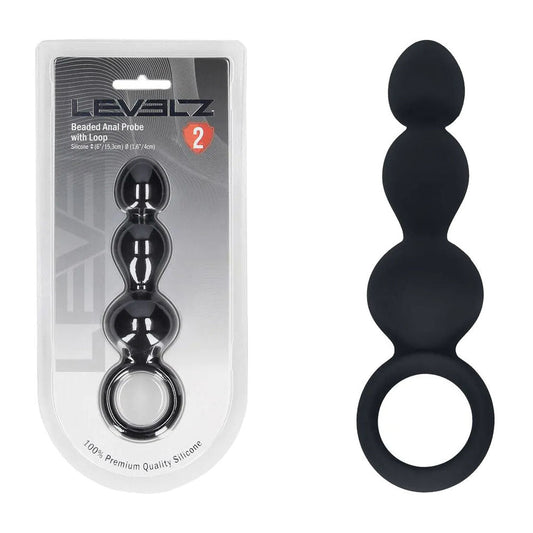 LEVELZ Beaded Silicone Anal Probe with Loop - 15.3 cm Beaded Anal Plug - Pleasure Den