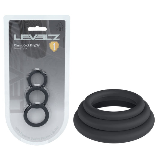 LEVELZ Classic Silicone Cock Ring Set - XS/S/M - Cock Rings - Set of 3 Sizes - Pleasure Den
