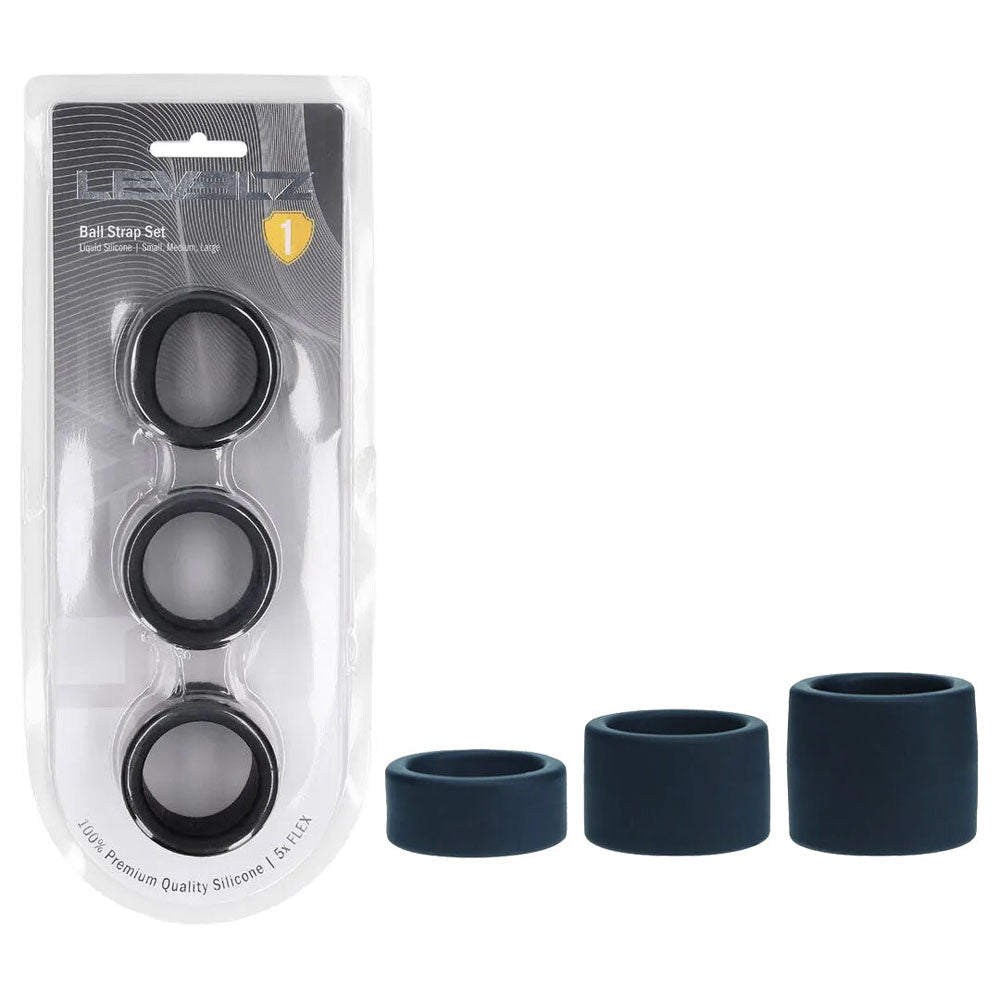 LEVELZ Liquid Silicone Ball Strap Set of 3 - Ball Stretchers - Set of 3 Sizes - Pleasure Den