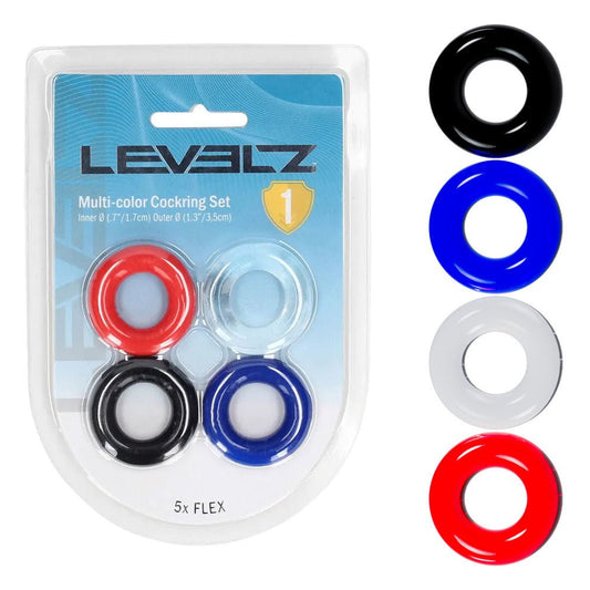 LEVELZ Multicolour Cock Ring Set - 4 Pack - Cock Rings - 4 Pack - Pleasure Den