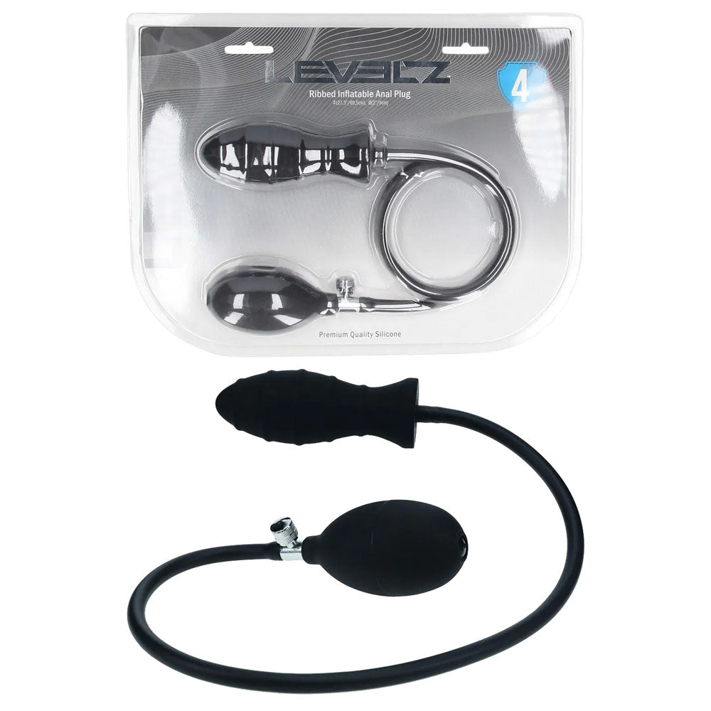 LEVELZ Ribbed Inflatable Anal Plug - Inflatable Butt Plug - Pleasure Den
