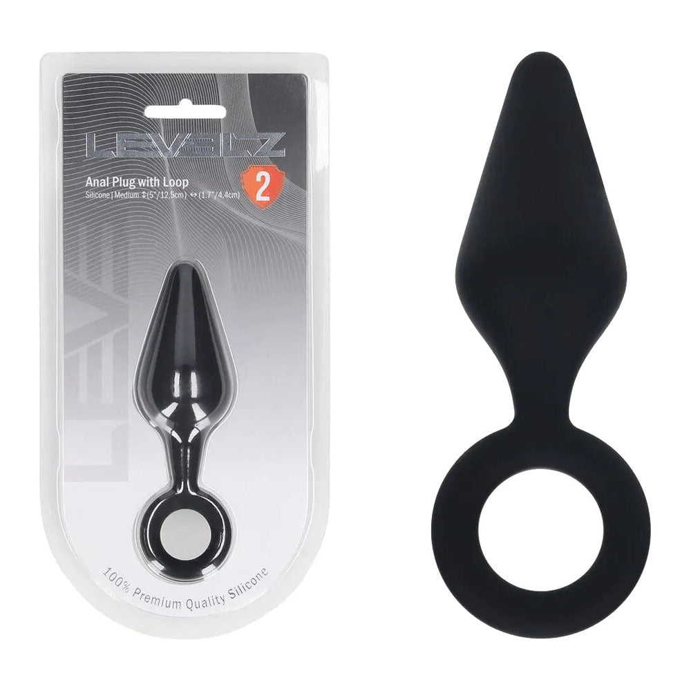 LEVELZ Silicone Anal Plug with Loop - Medium - Medium Butt Plug - Pleasure Den