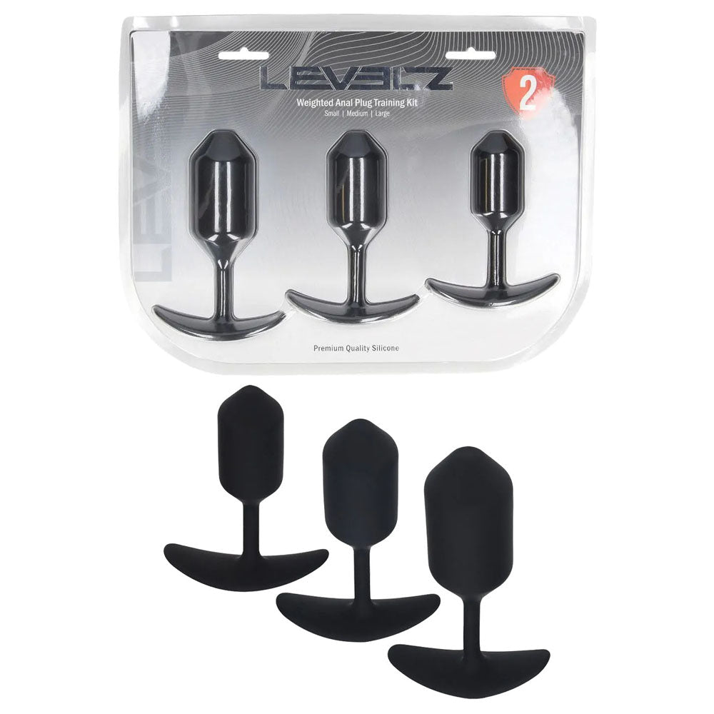 LEVELZ Silicone Weighted Anal Plug Training Set - Weighted Butt Plugs - Set of 3 Sizes - Pleasure Den