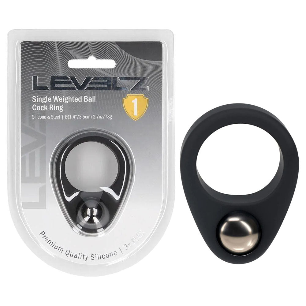 LEVELZ Single Weighted Ball Cock Ring - Weighted Cock Ring - Pleasure Den