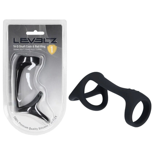 LEVELZ Tri O Silicone Shaft Cock & Ball Ring - Cock & Balls Ring - Pleasure Den