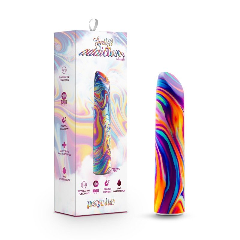 Limited Addiction Psyche - Power Vibe - Rainbow 10.2 cm USB Rechargeable Bulet - Pleasure Den