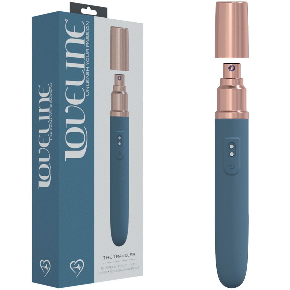 LOVELINE The Traveler - 17.6 cm USB Rechargeable Vibrator with Lube Applicator - Pleasure Den