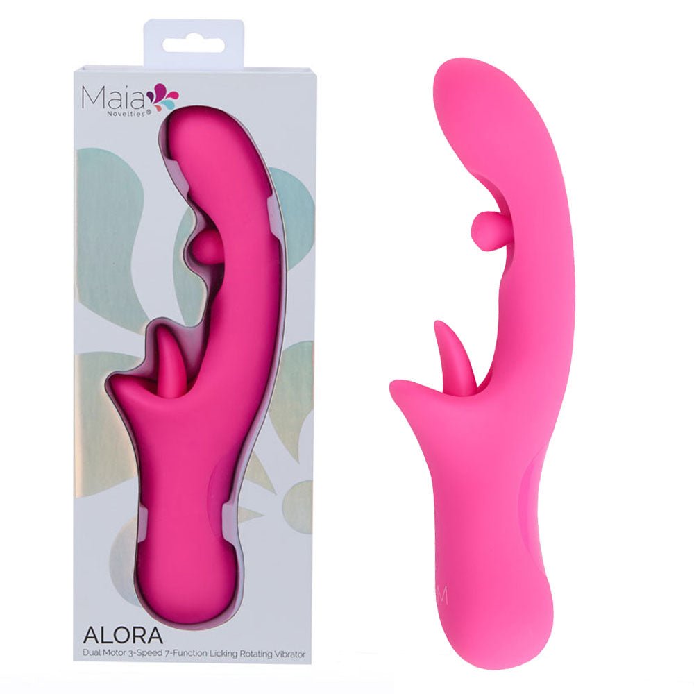 Maia ALORA - 24.1 cm USB Rechargeable Rotating & Licking Vibrator - Pleasure Den