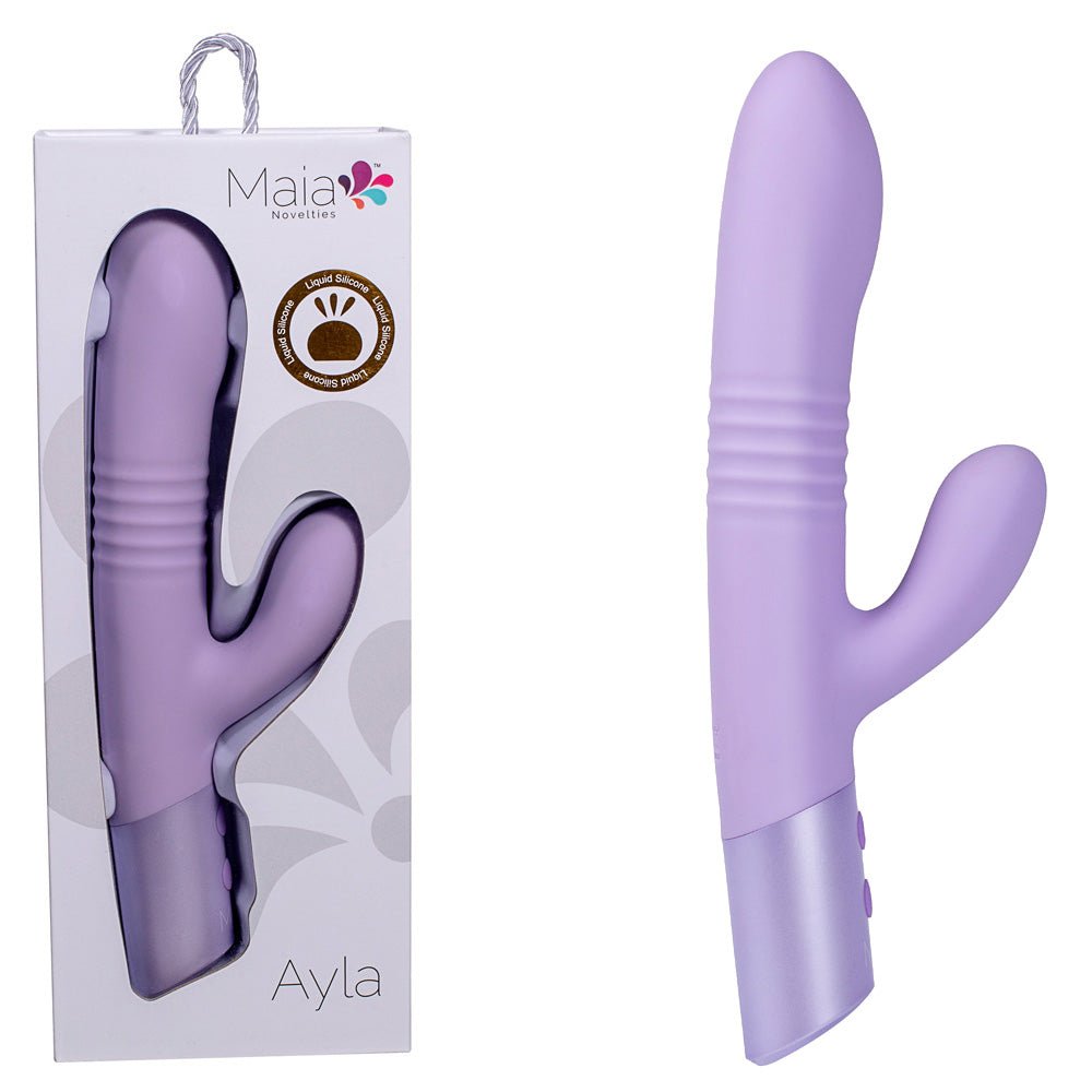 Maia AYLA - Lavender 24.4 cm USB Rechargeable Thrusting Rabbit Vibrator - Pleasure Den