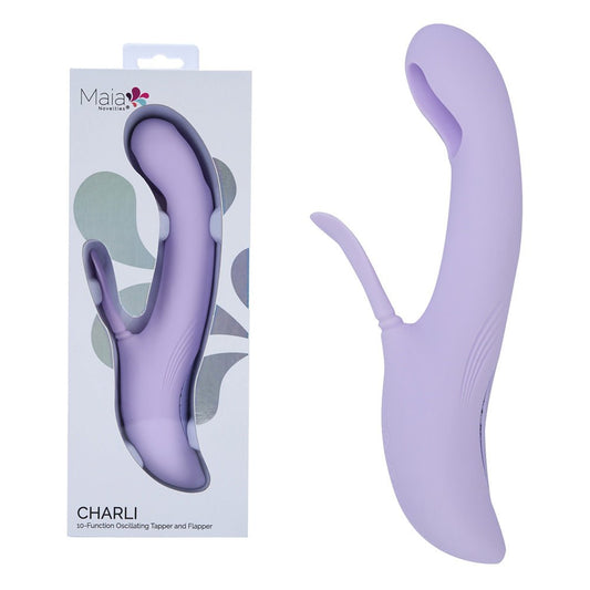 Maia CHARLI - Lavender 22.9 cm USB Rechargeable Flapping & Tapping Rabbit Vibrator - Pleasure Den
