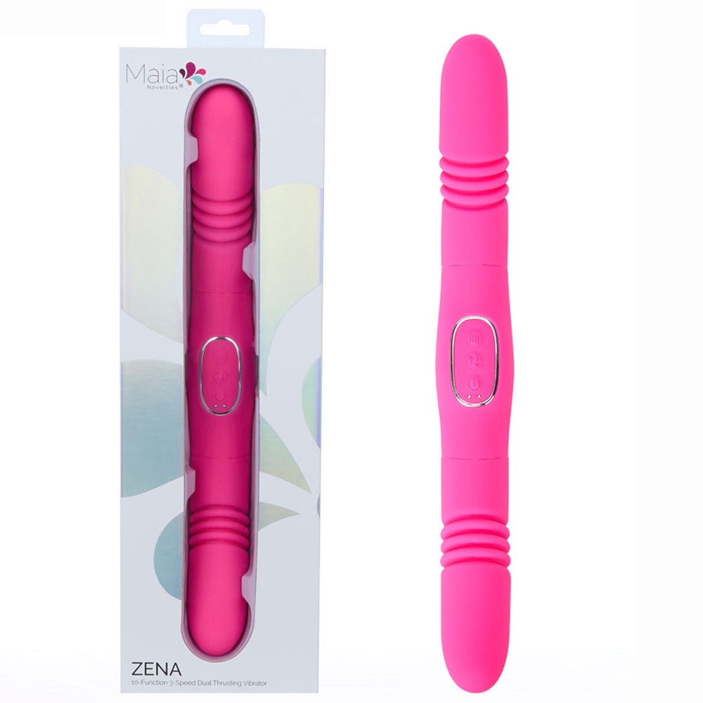 Maia ZENA - 35.5 cm USB Rechargeable Dual Thrusting Double Ended Vibrator - Pleasure Den