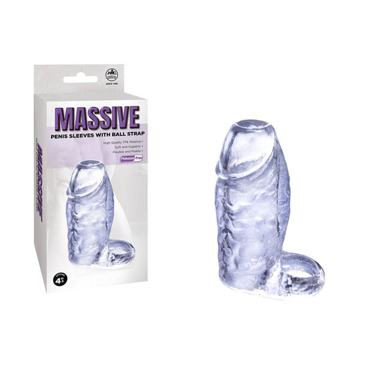 Massive Penis Sleeve with Ball Strap - Penis Enlarger Sleeve - Pleasure Den