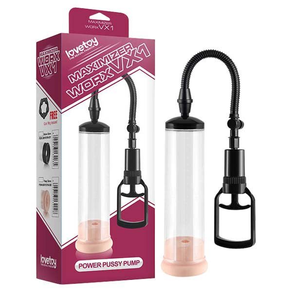 Maximizer Worx VX1 - Pussy Pump - Clear Penis Pump with Vagina Sleeve & Cock Ring - Pleasure Den