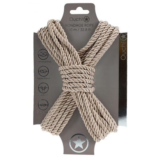 OUCH! Bondage Rope - 10 M - Gold - Gold Nylon Bondage Rope - 10 metre Length - Pleasure Den