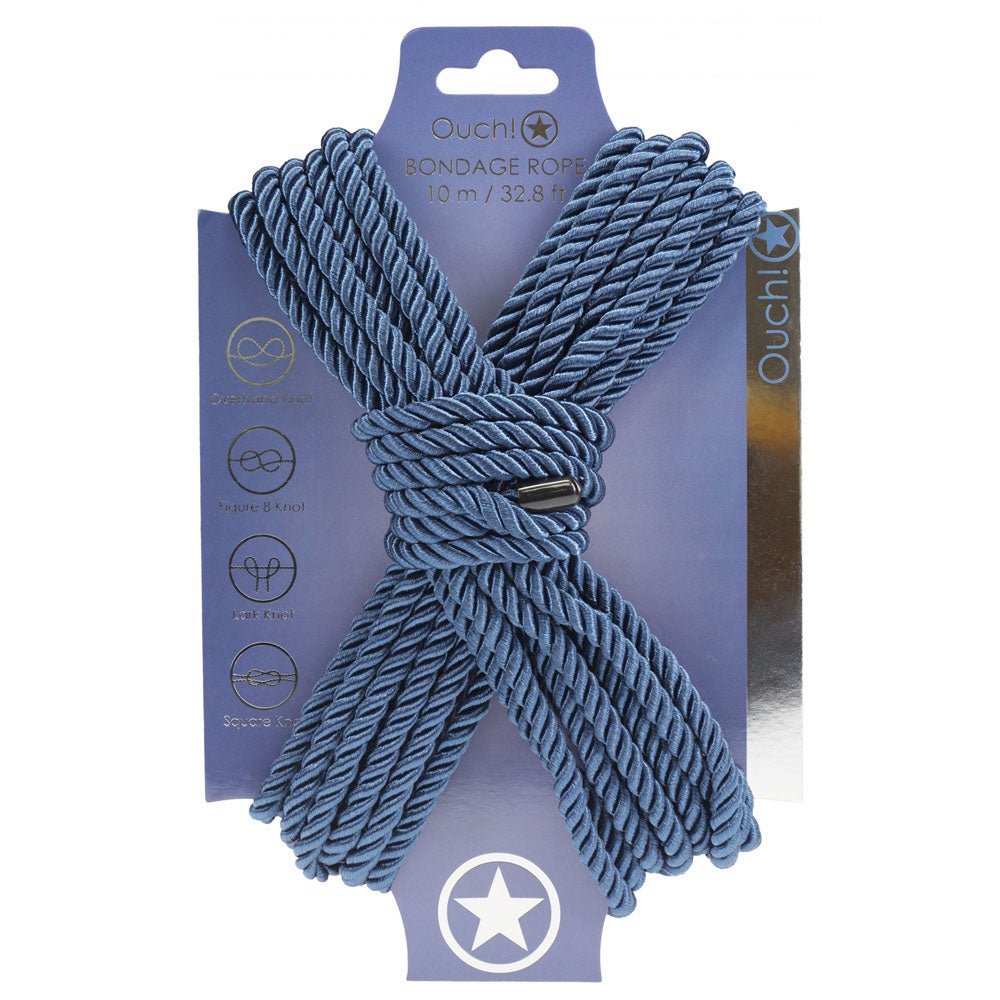 OUCH! Bondage Rope - 10 M - Navy - Navy Nylon Bondage Rope - 10 metre Length - Pleasure Den