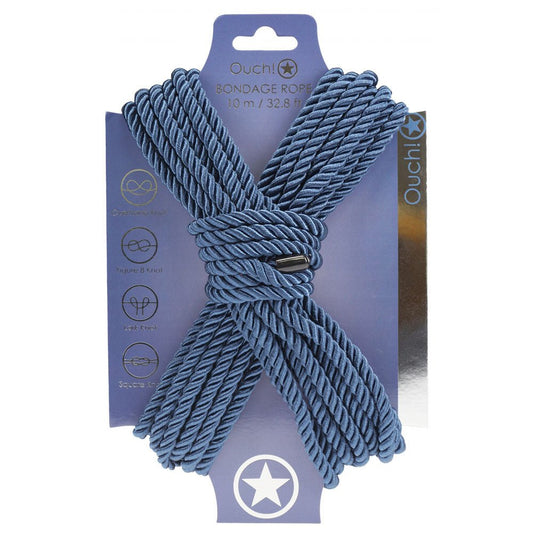 OUCH! Bondage Rope - 10 M - Navy - Navy Nylon Bondage Rope - 10 metre Length - Pleasure Den