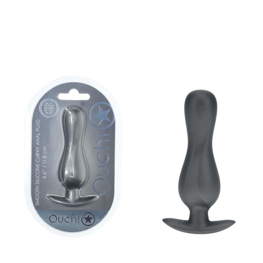 OUCH! Curvy Anal Plug - Gun Metal - Gun Metal Grey 11.7 cm Butt Plug - Pleasure Den