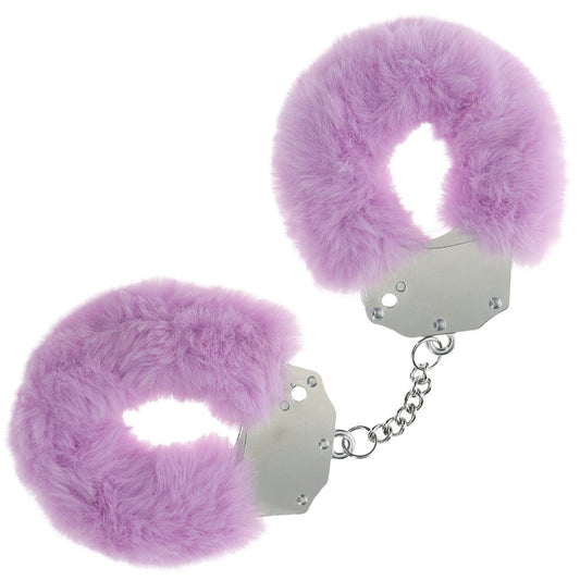 OUCH! Heavy-Duty Fluffy Cuffs - Lavender - Lavender Fluffy Restraints - Pleasure Den