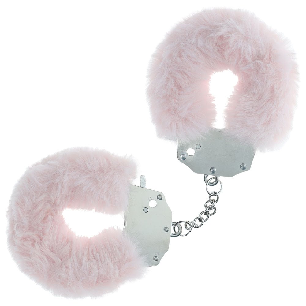 OUCH! Heavy-Duty Fluffy Cuffs - Powder - Powder Fluffy Restraints - Pleasure Den