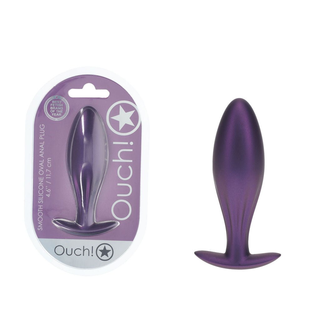 OUCH! Oval Anal Plug - Metallic - Metallic 11.7 cm Butt Plug - Pleasure Den