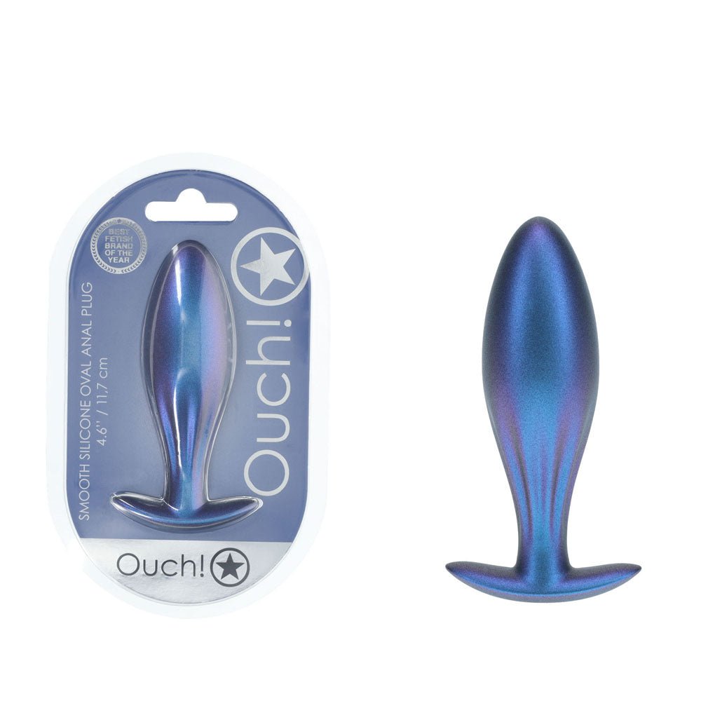 OUCH! Oval Anal Plug - Metallic - Metallic 11.7 cm Butt Plug - Pleasure Den