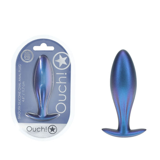 OUCH! Oval Anal Plug - Metallic - Metallic 11.7 cm Butt Plug - Pleasure Den