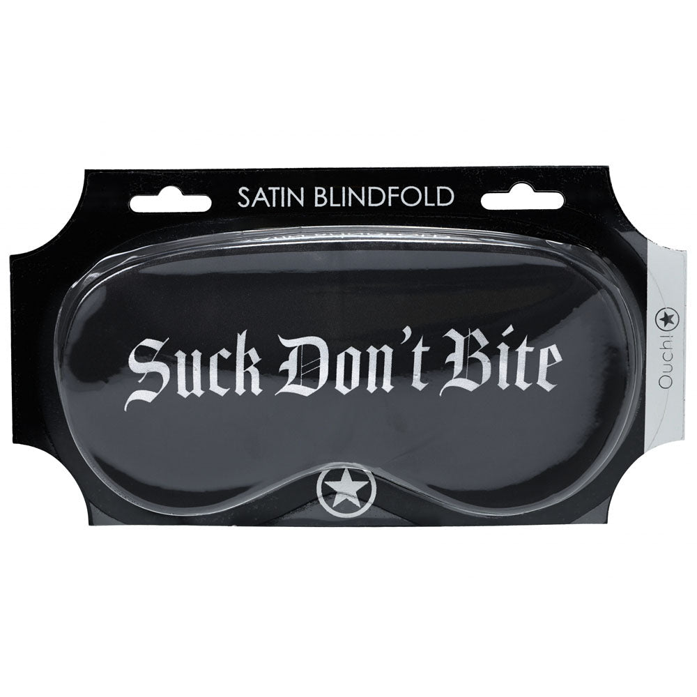 OUCH! Satin Mask - Suck Don't Bite - Printed Eye Mask - Pleasure Den