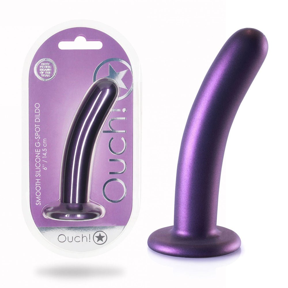 OUCH! Smooth Silicone G-Spot Dildo - 6'' / 14.5 cm - Metallic 14.5 cm Dildo - Pleasure Den