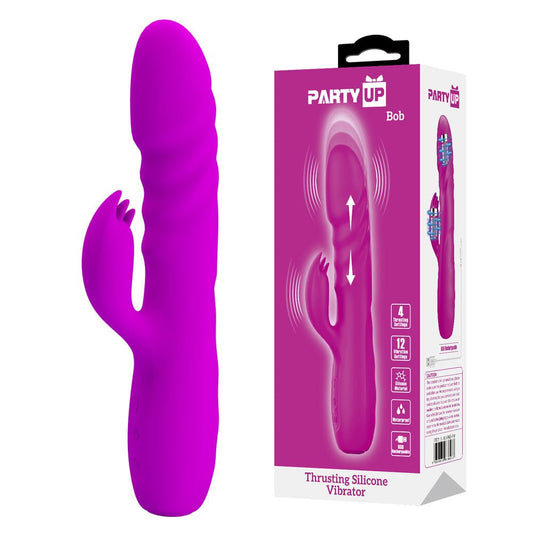Party Up BOB Thrusting Vibe - 25 cm USB Rechargeable Thrusting Rabbit Vibrator - Pleasure Den