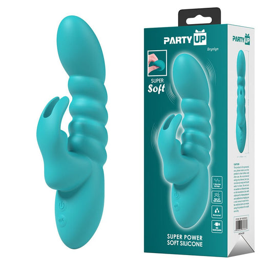 Party Up BRYNLYN - Teal - Teal 18.2 cm USB Rechargeable Rabbit Vibrator - Pleasure Den