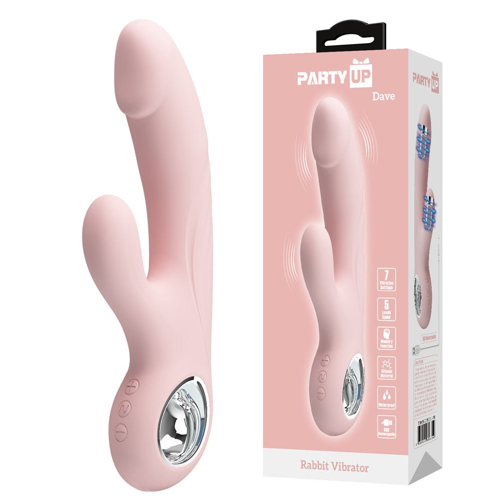Party Up DAVE Rabbit Vibe - 19 cm USB Rechargeable Rabbit Vibrator - Pleasure Den